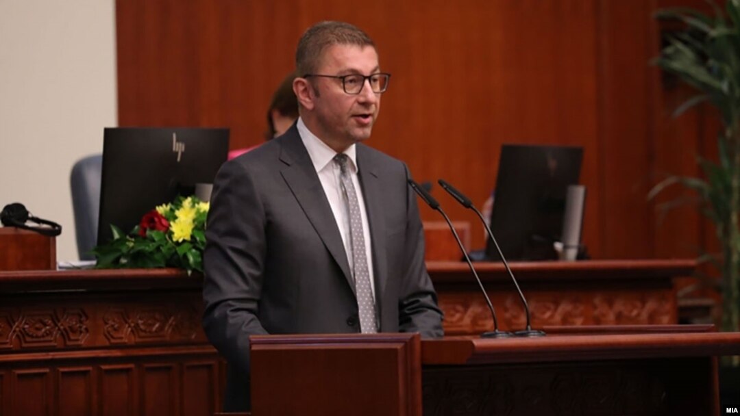 Hristijan Mickoski tokom izlaganja u Skupštini 22. juna 2024.