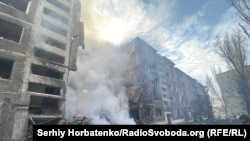 Наслідки ракетного удар по місту Селидове, Донецька область, Україна, 14 лютого 2024 року. Фото ілюстративне
