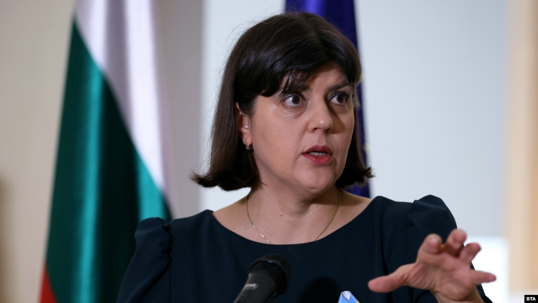 Ръководителката на Европейската прокуратура Лаура Кьовеши по време на посещението си в България през ноември 2023 г.