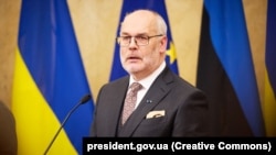 Президент Естонії Алар Каріс виступає на спільній пресконференції з президентом України в Таллінні, Естонія, 11 січня 2024 року. Фото архівне