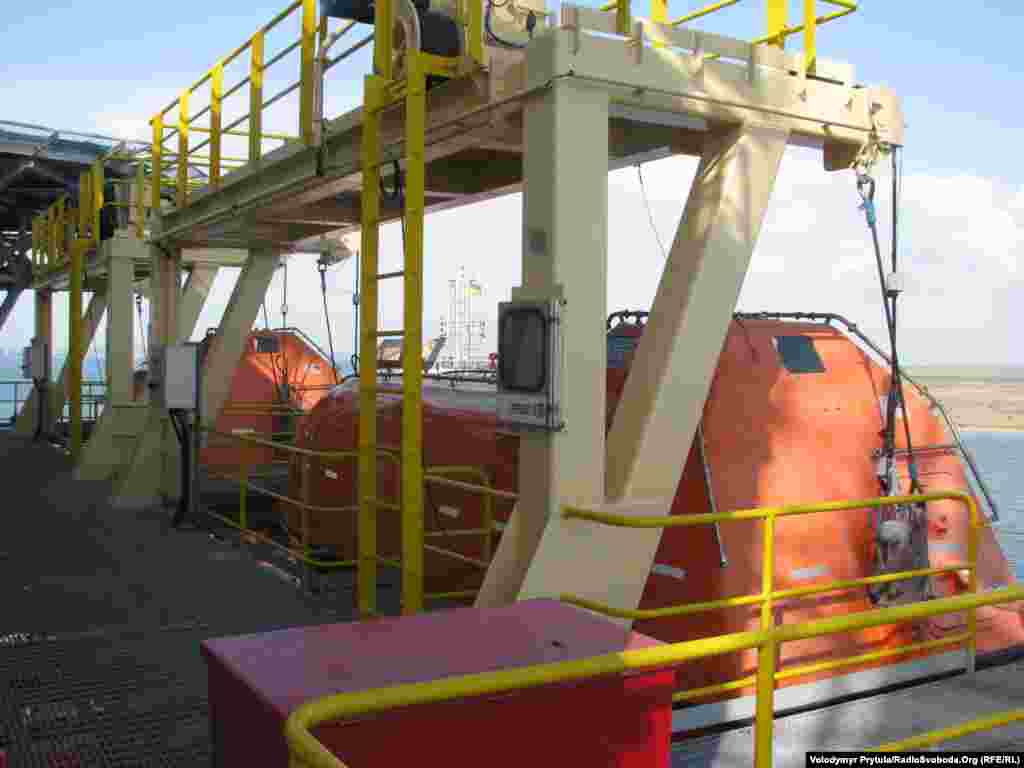 Кожна з 4 аварійних шлюпок може вмістити 60 осіб – половину екіпажу і робочої зміни.
