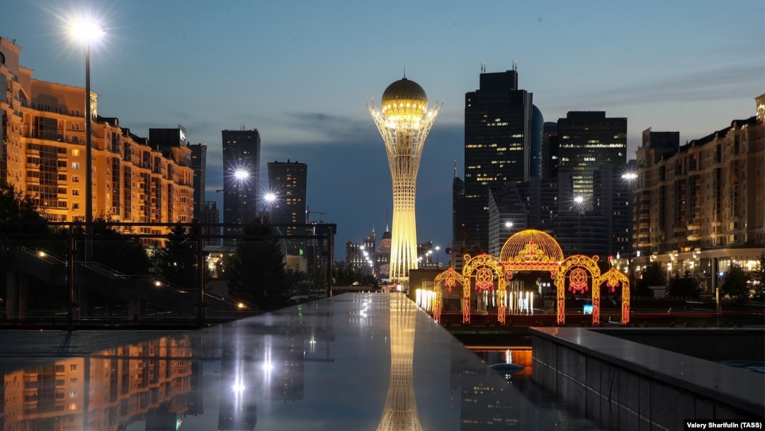 At the top of Bayterek, the observation tower serving as a centerpiece for a city dotted with lavish, eyebrow-raising architecture, visitors are invited to place their hand in a golden Nazarbaev handprint as they look out over the city.    