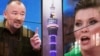 Российские телеведущие Артур Шейнин и Ольга Скабеева. Коллаж