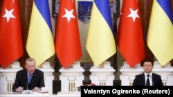 Реджеп Тайїп Ердоган і Володимир Зеленський на зустрічі у Києві, 3 лютого 2022 року