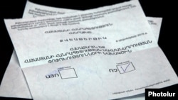 Armenia - A ballot cast in a constitutional referendum, Yerevan, 6Dec2015.