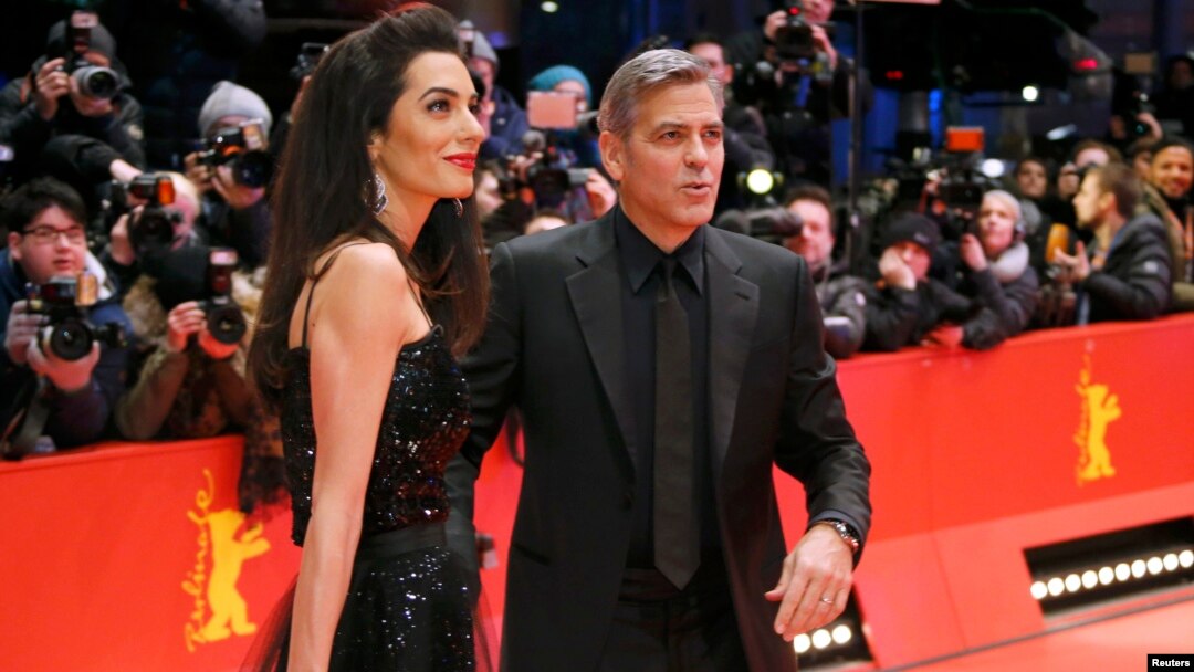 Amal Clooney və əri George Clooney 66-cı Berlinale Beynəlxalq Film Festivalında (Berlin), 11Feb2016
