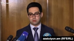 Armenia -- Justice Minister Rustam Badasian speaks with journalists, April 7, 2021.