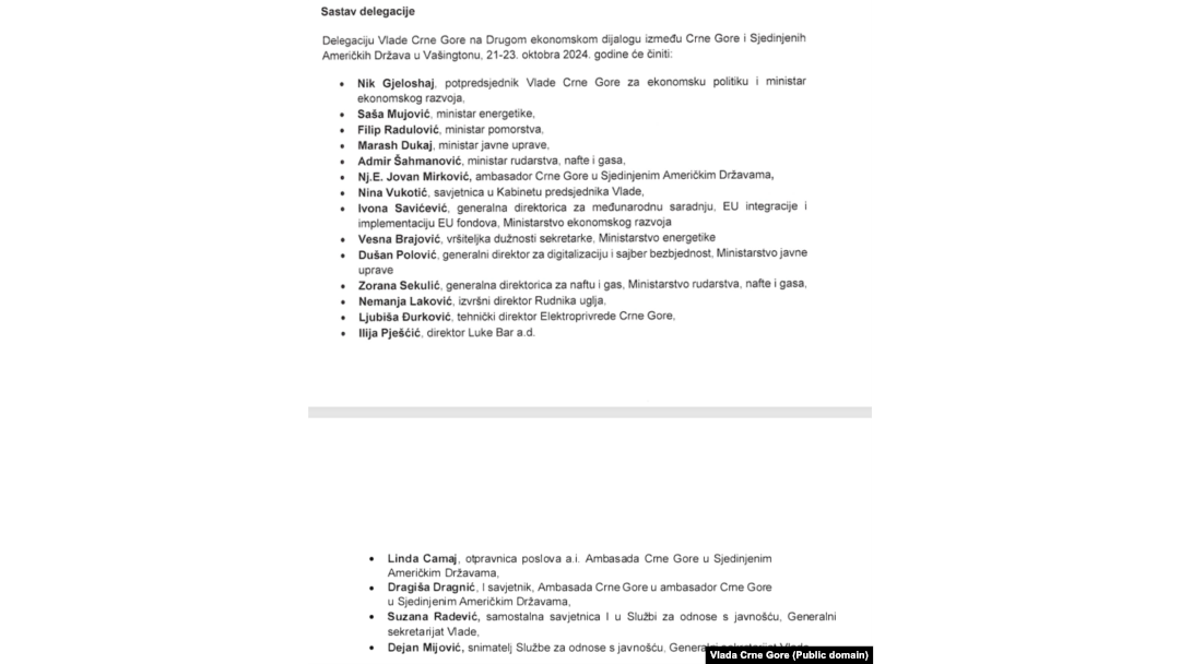 Članovi delegacije Vlade Crne Gore u Vašingtonu