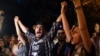 Armenia - "Electric Yerevan" protesters re-occupy Marshal Bagramian Avenue, Yerevan, 11Sep2015.