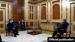Armenia - President Armen Sarkissian meets with leaders of the opposition Homeland Salvation Movement, February 26, 2021.