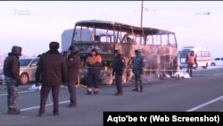 Автобус, сгоревший в Актюбинской области 18 января, архивное фото.