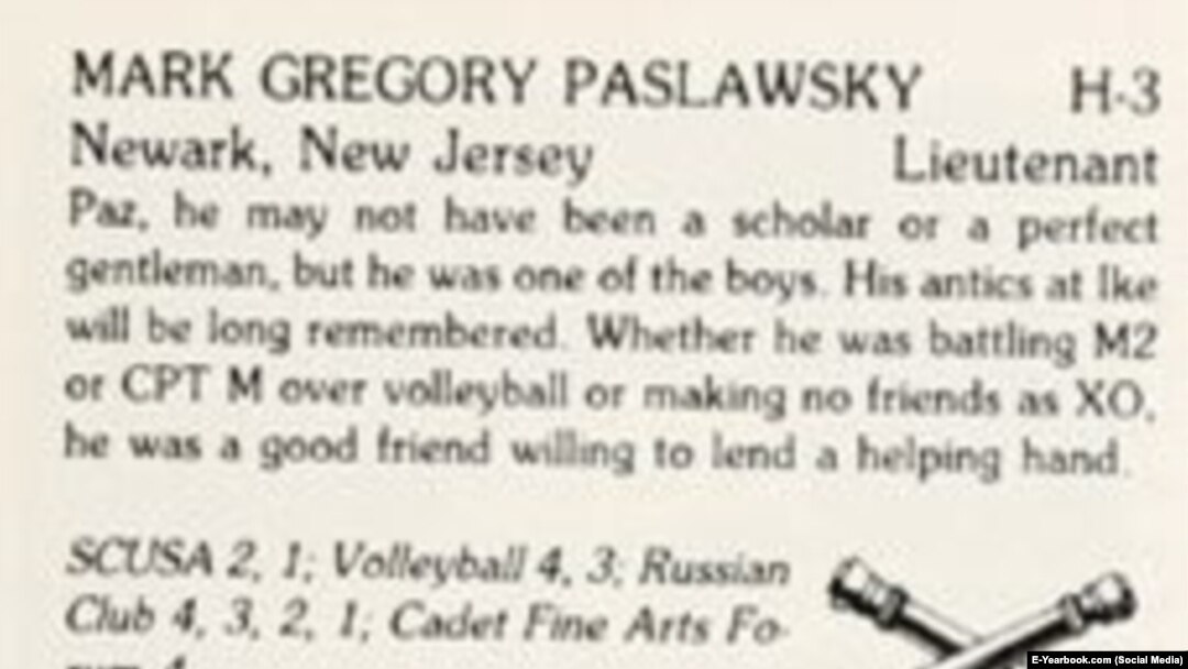 Mark Paslawsky's West Point Yearbook photo from 1981 (E-Yearbook.com)