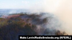 Пожежі у Житомирській області, 18 квітня 2020 року. На фото: Пожежа в лісовому масиві поблизу пропускного прикордонного пункту Виступовичі