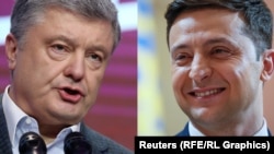 Во второй тур вышли Владимир Зеленский (справа) и Петр Порошенко (слева)