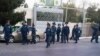 Polisiýanyň Ýol Gözegçilik Gullugynyň işgärleri. Aşgabat