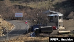 A Russian military post on a highway running along the Armenian-Azerbaijani border.